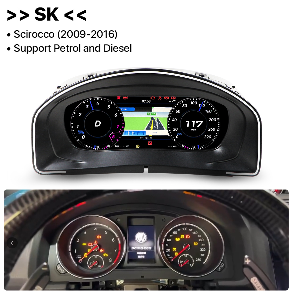 10.25 Inch LCD Dashboard Panel Virtual Instrument Cluster Cockpit Speedometer Screen for VW Tiguan Scirocco 2009-2016 GreenYi