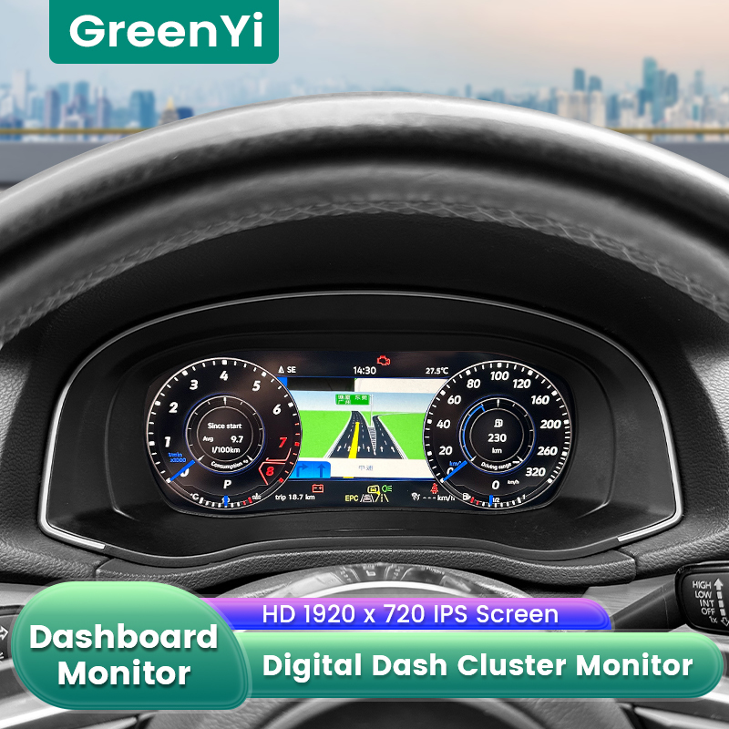 10.25 Inch LCD Dashboard Panel Virtual Instrument Cluster Cockpit Speedometer Screen for VW Passat North America 2011-22 GreenYi