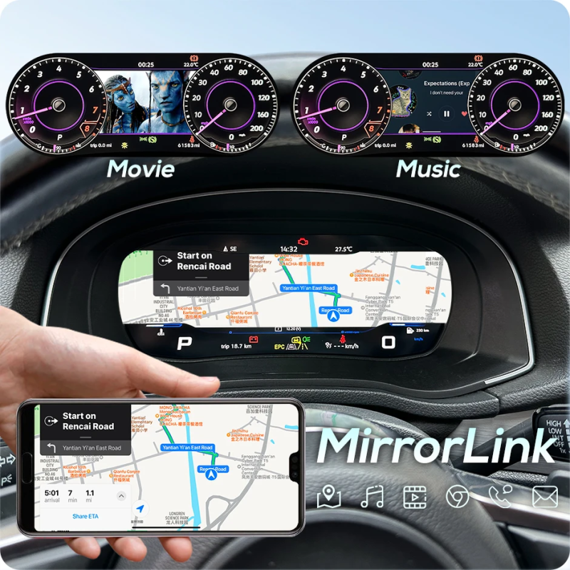 GreenYi 12.5 Inch LCD Dashboard Panel Virtual Instrument Cluster Cockpit Speedometer Screen for VW Magotan Arteon CC Passat B8