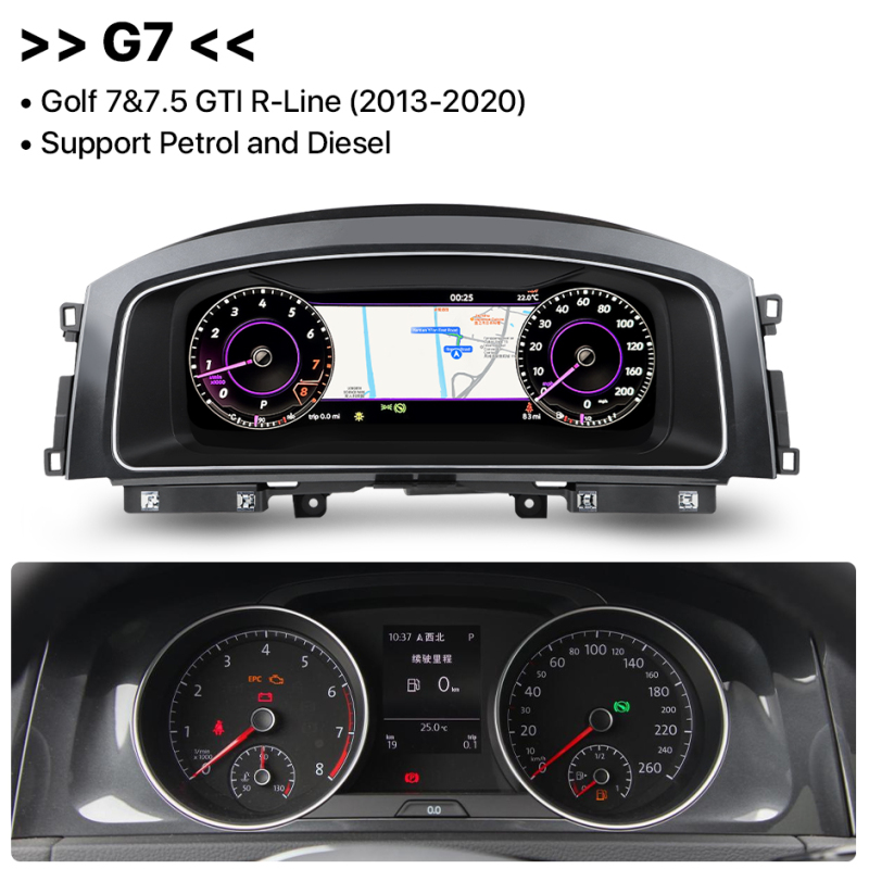 GreenYi 12.5 Inch LCD Dashboard Panel Virtual Instrument Cluster Cockpit Speedometer Screen For VW Golf 7/7.5 GTI R-Line Golf 6