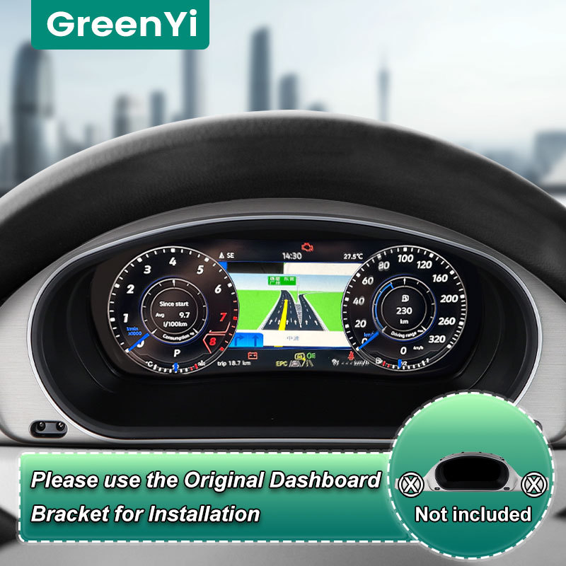 10.25Inch LCD Dashboard Panel Virtual Instrument Cluster Cockpit Speedometer Screen for VW Magotan Passat B6/B7 2007-16 GreenYi