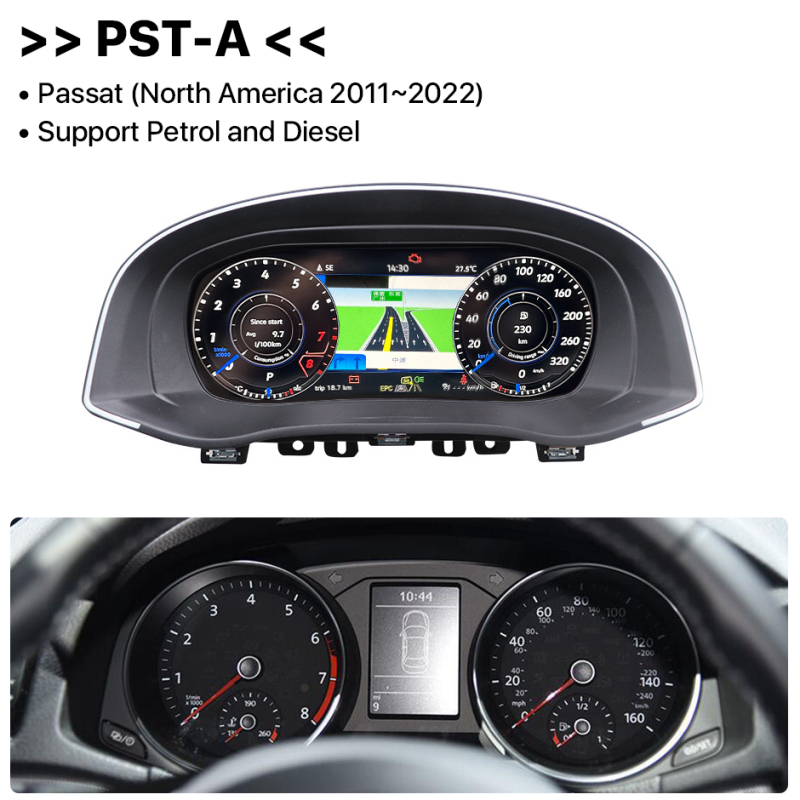 10.25 Inch LCD Dashboard Panel Virtual Instrument Cluster Cockpit Speedometer Screen for VW Passat North America 2011-22 GreenYi