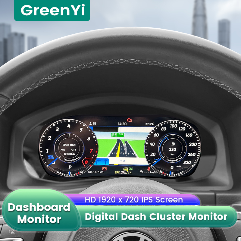 10.25 Inch LCD Dashboard Panel Virtual Instrument Cluster Cockpit Speedometer Screen for VW Tiguan Scirocco 2009-2016 GreenYi