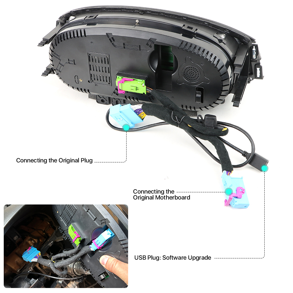 10.25 Inch LCD Dashboard Panel Virtual Instrument Cluster Cockpit Speedometer Screen for VW Passat North America 2011-22 GreenYi