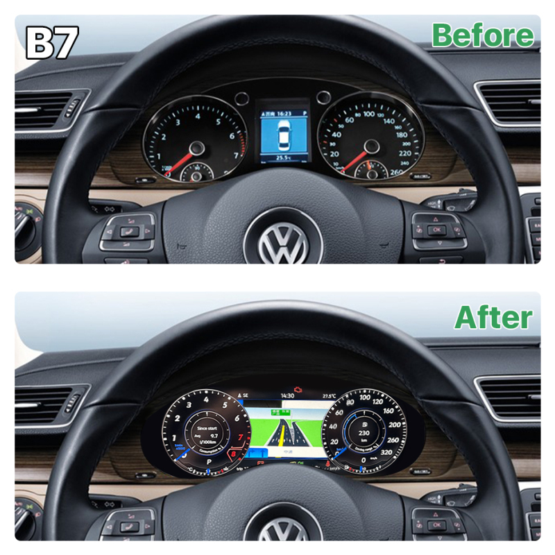10.25Inch LCD Dashboard Panel Virtual Instrument Cluster Cockpit Speedometer Screen for VW Magotan Passat B6/B7 2007-16 GreenYi