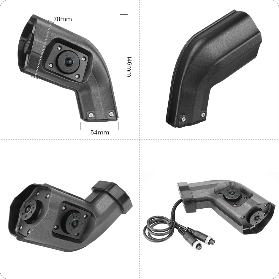 10.36 Inch 4-Ch Blind Spot BSD Alarm Truck Bus Onboard DVR Recorder Monitor with Left-Right Long Arm Side Dual Lens Camera GreenYi