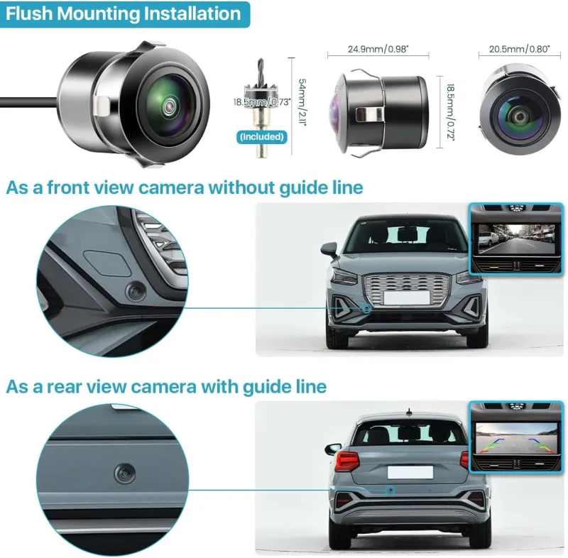 AHD 1080P Backup Camera, Universal Flush Mount Reverse Rear Front Side View Camera for Cars Pickup SUVs RVs Vans TTXSCAM-E01, Works with Monitors Supports AHD 1080P 25HZ/PAL Video Signal