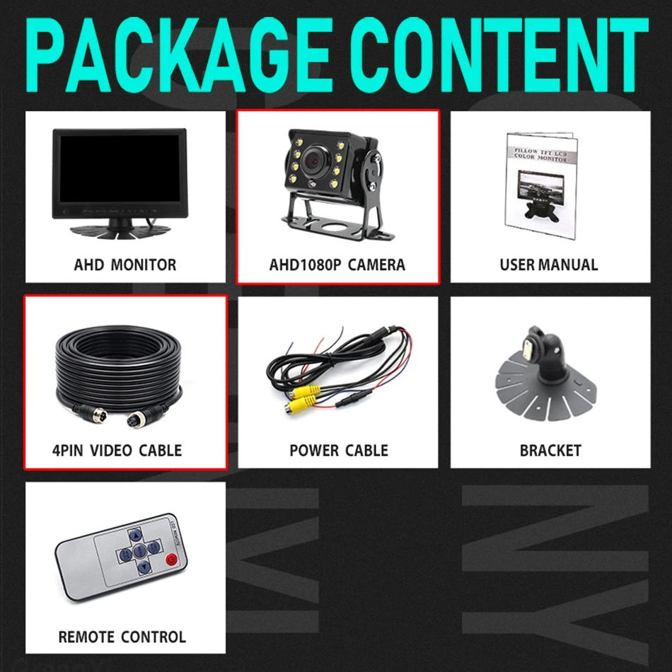 7 Inch Ultra Thin AHD Monitor with IPS, 1080P IR Rear View Camera - High Definition for Truck bus GreenYi