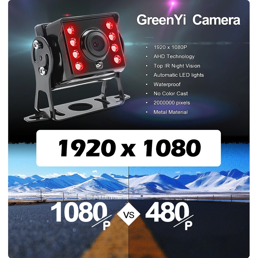 7 Inch Ultra Thin AHD Monitor with IPS, 1080P IR Rear View Camera ...