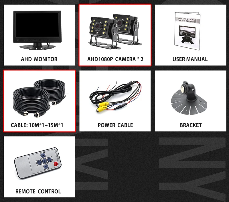 7 Inch Ultra Thin AHD Monitor with IPS, 1080P IR Rear View Camera - High Definition for Truck bus GreenYi