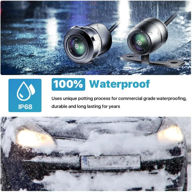 AHD 1080P Backup Camera, Universal Flush Mount Reverse Rear Front Side View Camera for Cars Pickup SUVs RVs Vans TTXSCAM-E01, Works with Monitors Supports AHD 1080P 25HZ/PAL Video Signal