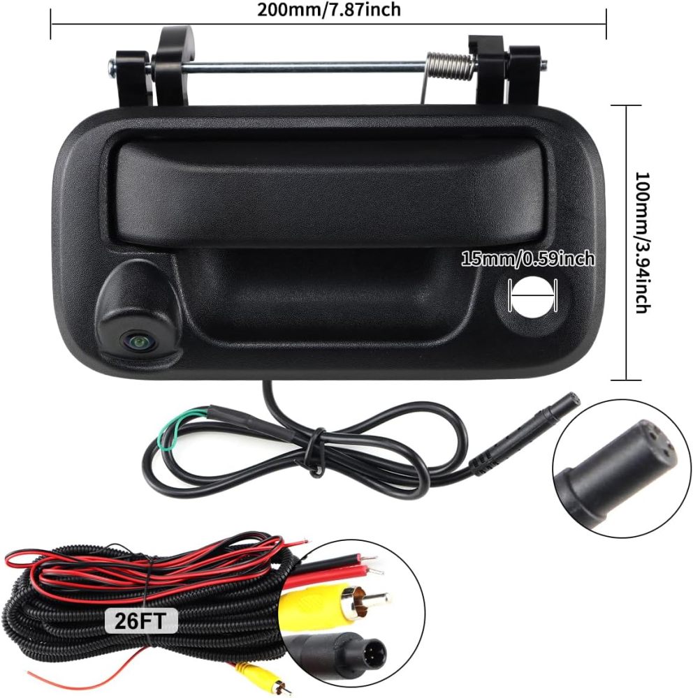 Tailgate Handle Reverse Backup Camera Replacement for Ford F150 2004-2014, F250 F350 F450 F550 2008-2016 Super Duty, GreenYi AHD 720P Pickup Rear View Parking Camera with Trajectory Guideline