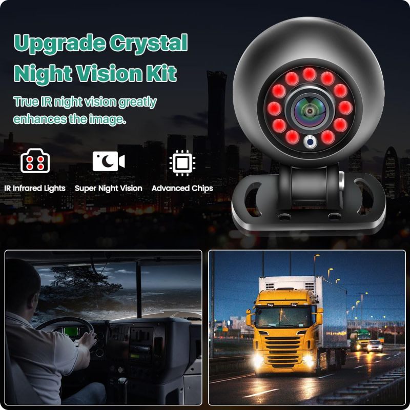 Universal Vehicle AHD 1080P Backup Camera, Reverse Rear Cam for Truck Bus Vans, IP 68 Waterproof IR Night Vision, Round Shape Adjustable Camera Body(Black)