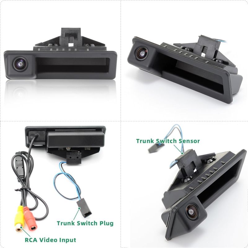 GreenYi AHD 720P Vehicle Backup Camera for BMW E82 E88 E84 E90 E91 E92 E93 E70 E60 E61 E39 3 5 X5 X6, Car Rear View 170 Fisheye Lens IP68 Waterproof Trunk Handle Camera