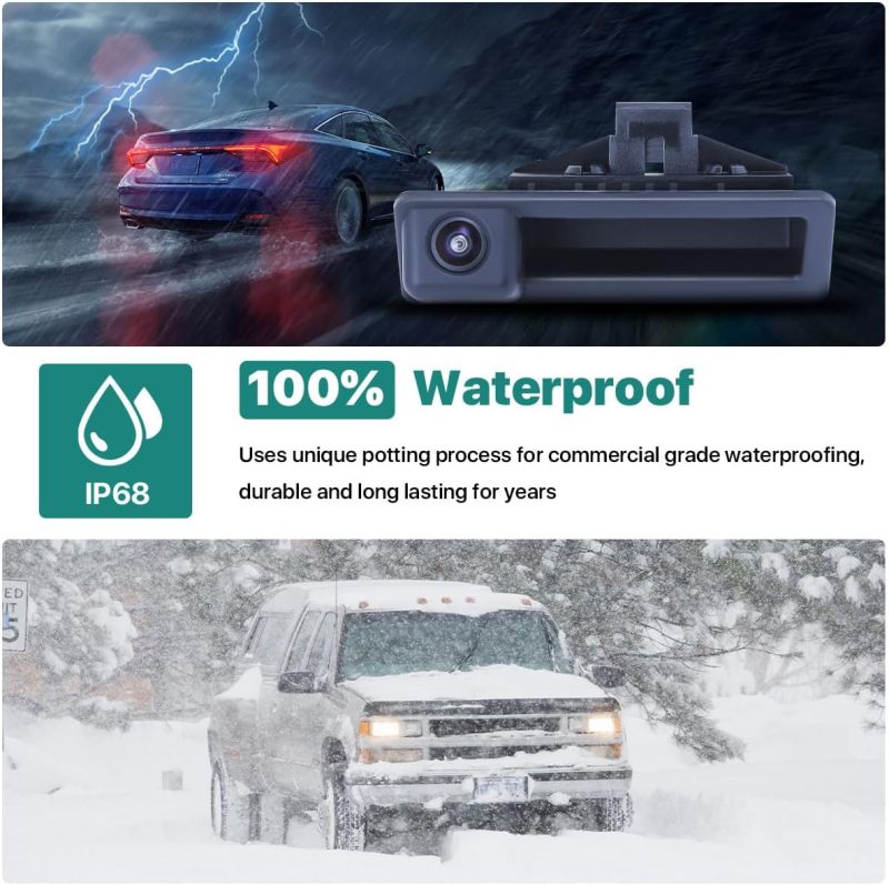 GreenYi AHD 720P Vehicle Backup Camera for BMW E82 E88 E84 E90 E91 E92 E93 E70 E60 E61 E39 3 5 X5 X6, Car Rear View 170 Fisheye Lens IP68 Waterproof Trunk Handle Camera