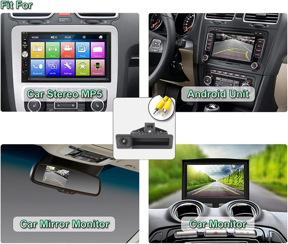 GreenYi AHD 720P Vehicle Backup Camera for BMW E82 E88 E84 E90 E91 E92 E93 E70 E60 E61 E39 3 5 X5 X6, Car Rear View 170 Fisheye Lens IP68 Waterproof Trunk Handle Camera
