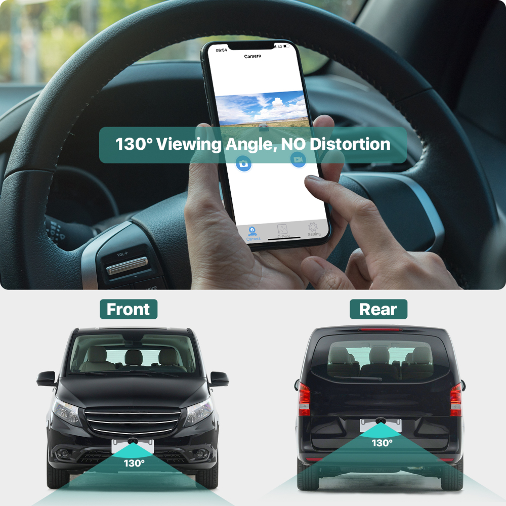GreenYi WiFi Car License Plate Backup Camera with IR LEDs, Wireless to Monitor 720P HD Rear/Front View Reverse Camera for Aftermarket Android Radio Head Units iPhone iPad Android Smartphones Tablets