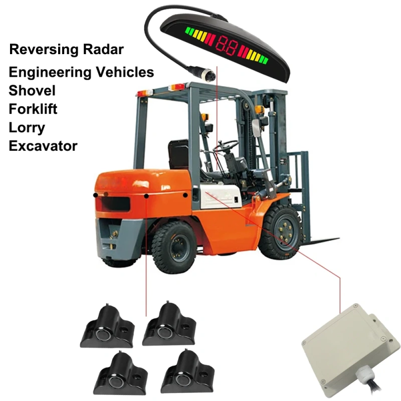Reversing Radar Audible Alert Indication System LED Truck Reversing Sensor System Parking Sensor with Crescent Display 12-24V