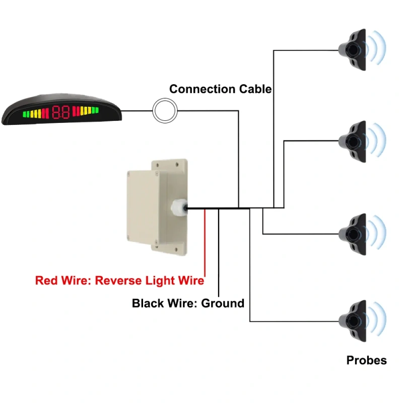 Reversing Radar Audible Alert Indication System LED Truck Reversing Sensor System Parking Sensor with Crescent Display 12-24V