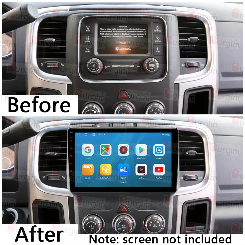 Car Radio Fascia Frame For Dodge Ram 1500 5500 2012-2019 9 inch 2DIN Stereo Panel Wiring Harness Power Cord Cable Canbus Decoder