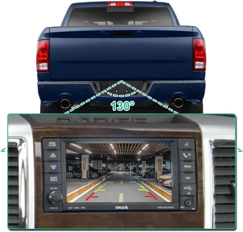 56054041AD Rear View Backup Camera Fit for Dodge Ram Truck 1500 2500 3500 2009-2012, GreenYi Parking Assist Cam Replaces OE Number 56054041AA/AB/AC/AD/AE, 56054164AA/AB/AC/AD, 68044906AA/AB/AC/AD/AE