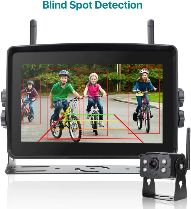 Wireless RV Backup Camera, Compatible with Furrion Pre-Wired Vehicles - GreenYi Cordless 7-Inch IPS Touchscreen Monitor with Loop Recording DVR, BSD, 64G Card, FHD 1080P IR Night Vision Camera