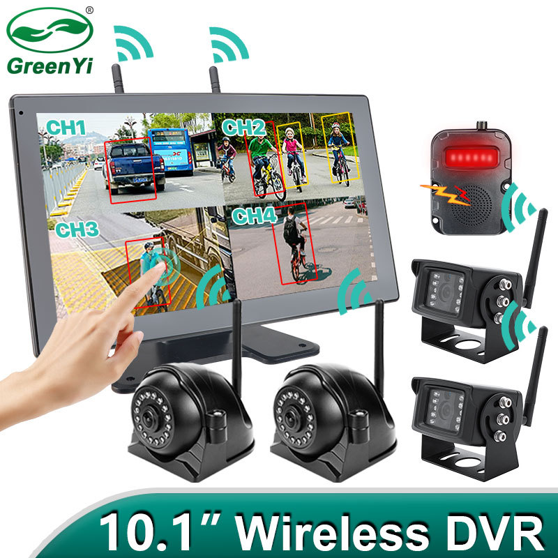 10 Inch Wireless Touch Screen Monitor AI Blind Spot Radar BSD Alarm DVR Recorder Backup Camera For Truck/Trailer/Bus/RV/Pickups