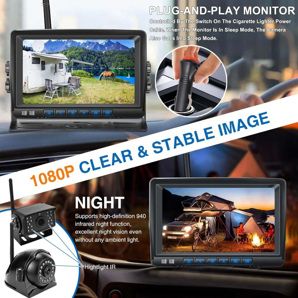 CAMSLEAD 9 inch Screen 1080P Backup Camera System with