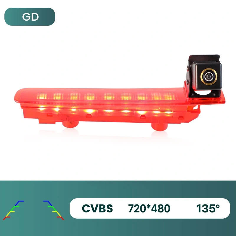 GreenYi AHD 1080P 170° Fisheye Lens LED Brake Light Vehicle Rear View Camera For VW Transporter T5 T6 Van 2010 2019