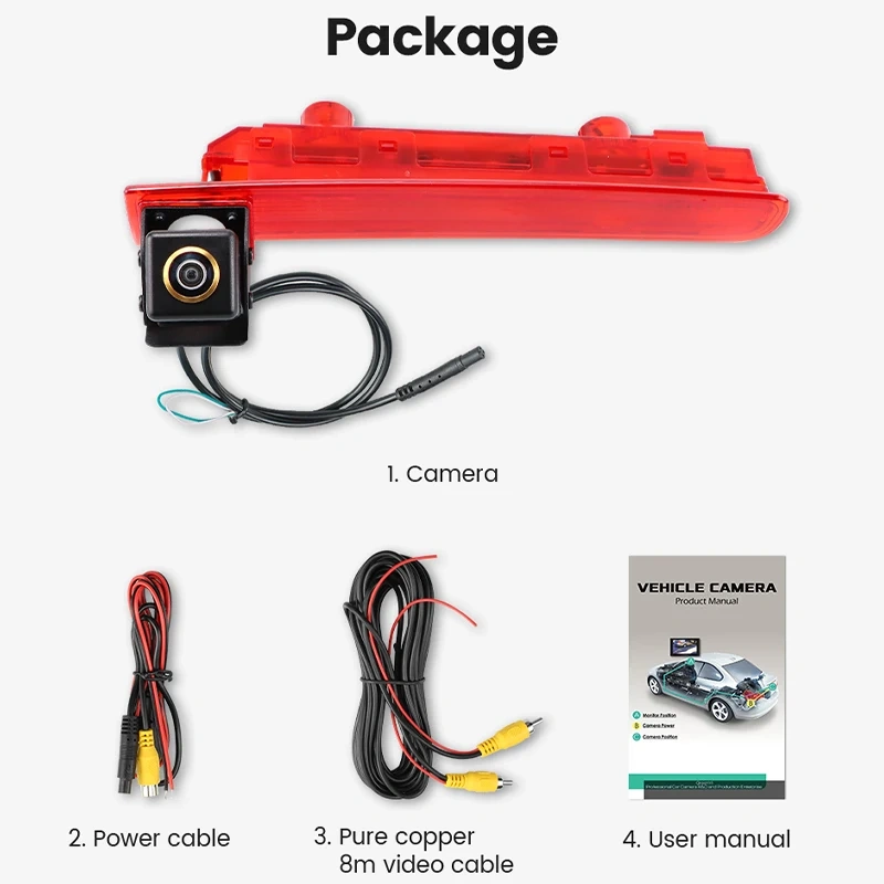 GreenYi AHD 1080P 170° Fisheye Lens LED Brake Light Vehicle Rear View Camera For VW Transporter T5 T6 Van 2010 2019