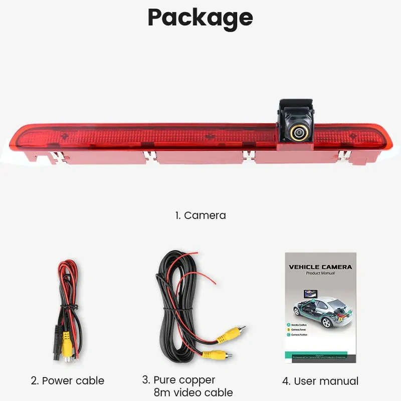 GreenYi AHD 1080P 170° LED Brake Light Vehicle Rear View Camera For Volkswagen VW Transporter T6 (Single Door) 2016-2022