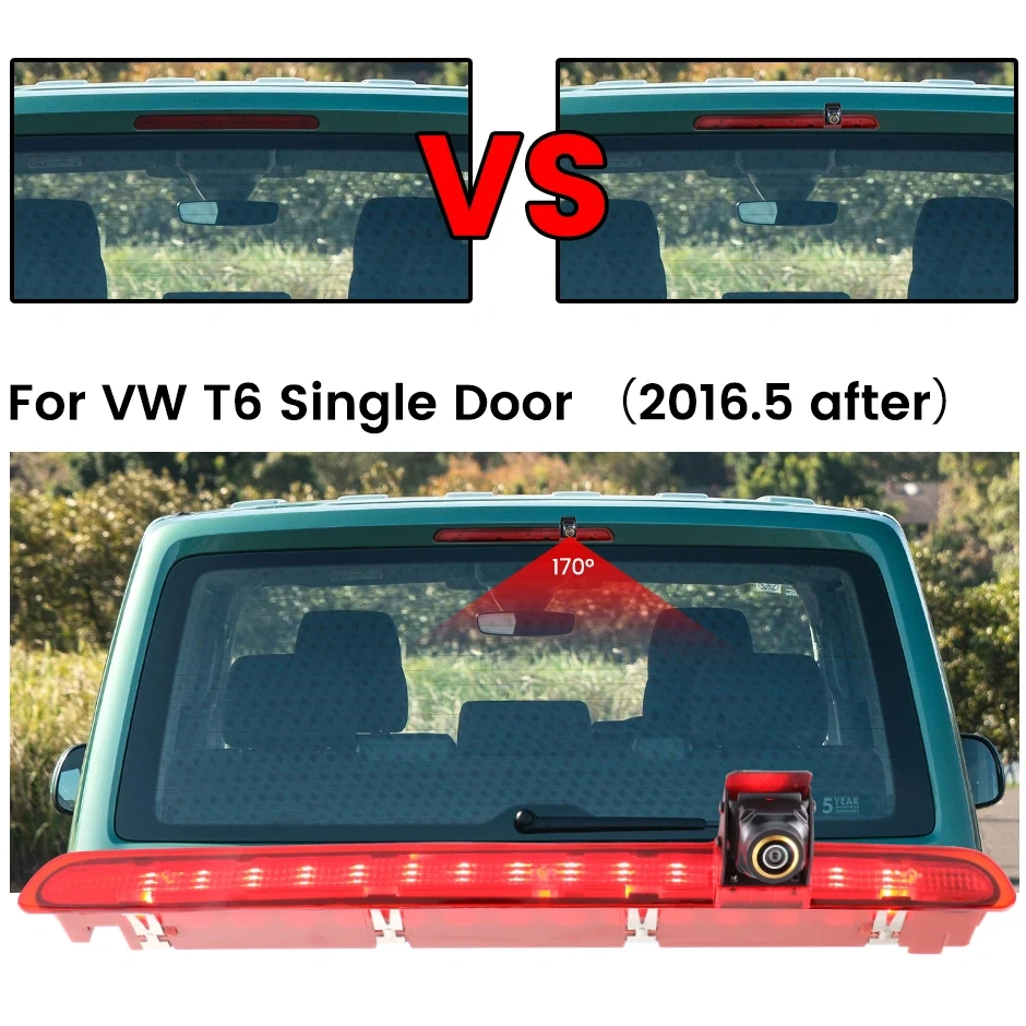 GreenYi AHD 1080P 170° LED Brake Light Vehicle Rear View Camera For Volkswagen VW Transporter T6 (Single Door) 2016-2022
