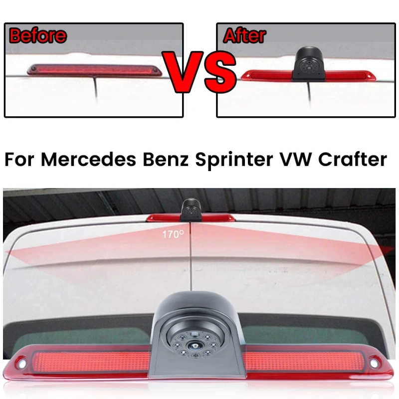 GreenYi For Transporter Mercedes-Benz Sprinter Dodge VW Crafter Vans 2007-2018 Brake Light Car Rear View Camera IR Night Vision