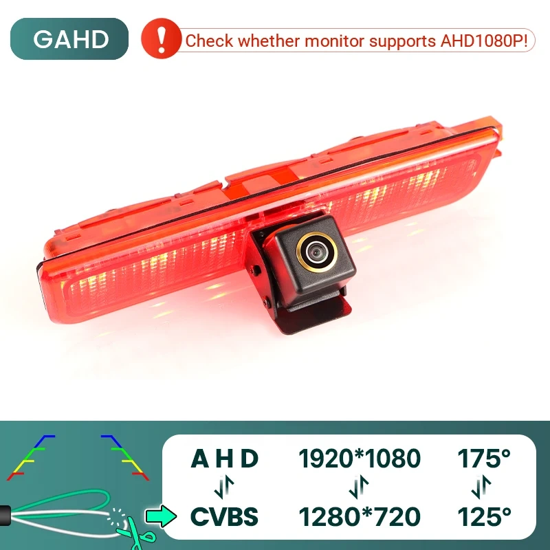GreenYi AHD 1080P 170° Fisheye Lens LED Brake Light Vehicle Rear View Camera For Volkswagen VW Caddy Panel Life 2003-2019