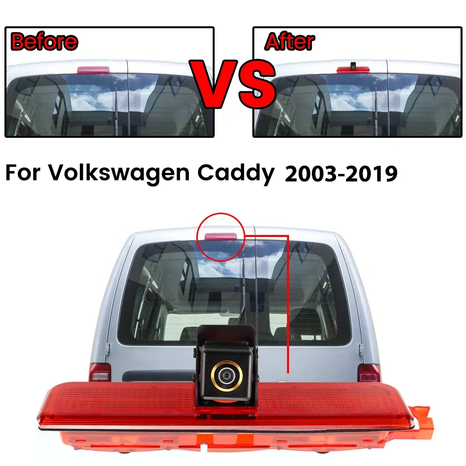 GreenYi AHD 1080P 170° Fisheye Lens LED Brake Light Vehicle Rear View Camera For Volkswagen VW Caddy Panel Life 2003-2019
