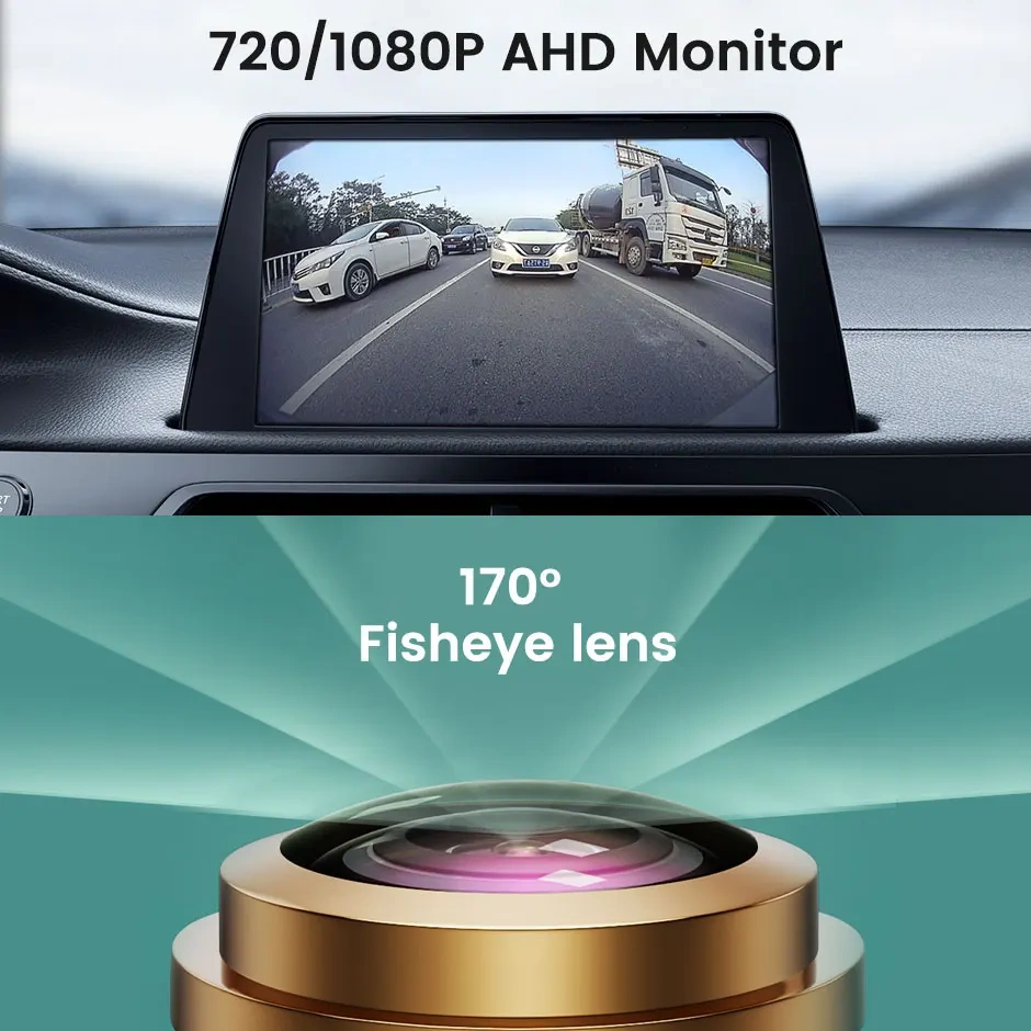 GreenYi AHD 1080P 170° Fisheye Lens LED Brake Light Vehicle Rear View Camera For Volkswagen VW Caddy Panel Life 2003-2019