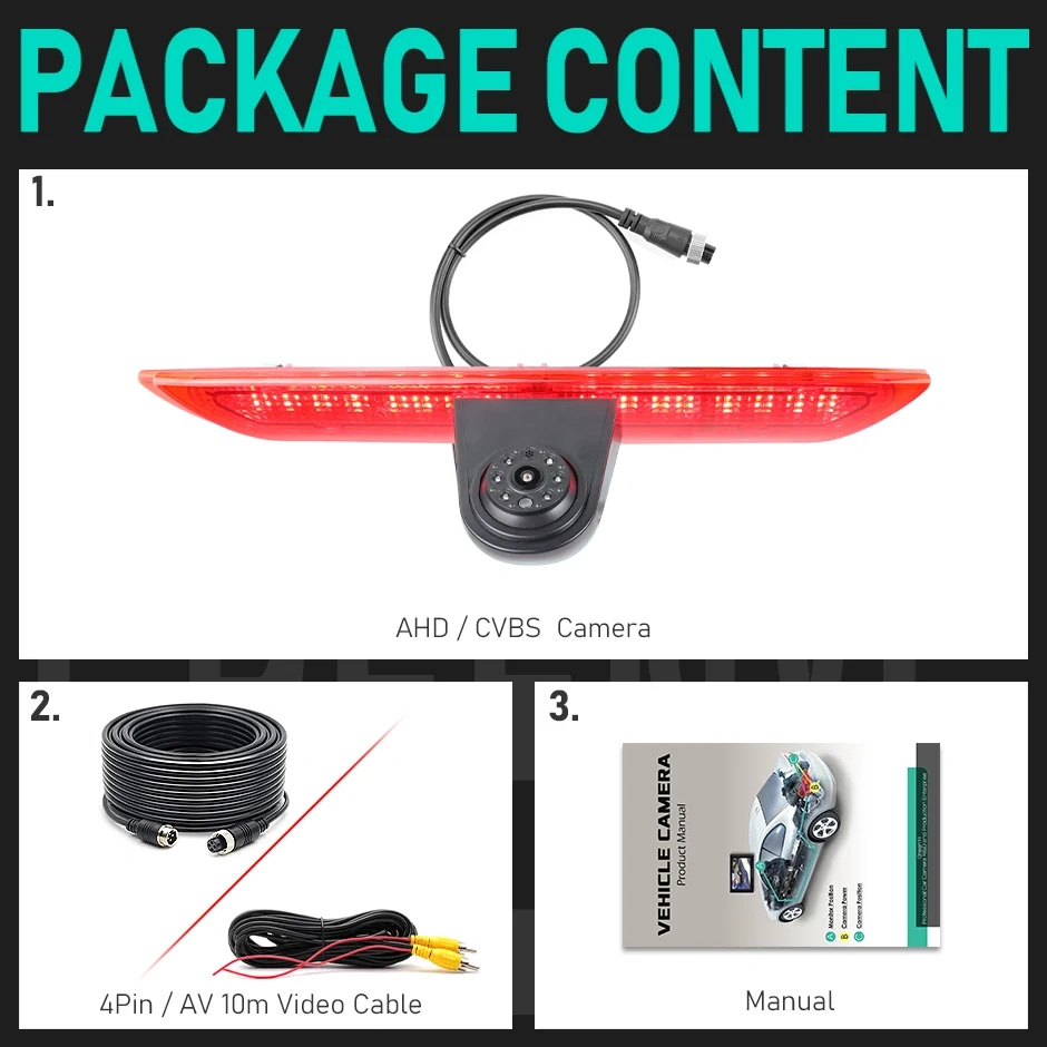 GreenYi AHD 1080P LED Brake Light Vehicle Rear View Camera For Ford Transit Van F150/F250/F350 Transit Jumbo (2014-2019)