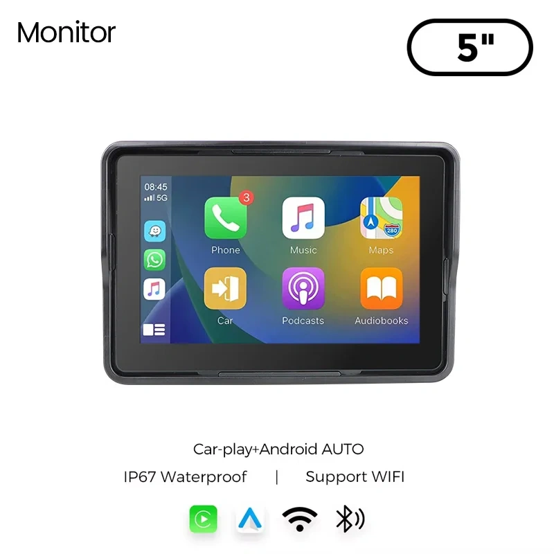 GreenYi 6.25 Inch Motorcycle Wireless Apple Carplay GPS Navigation Android Auto DVR 1080 IP67 Waterproof Camera Portable Display