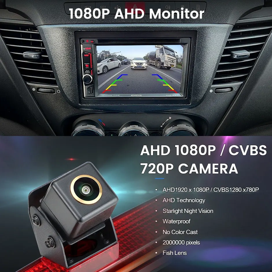 GreenYi LED Brake Light Vehicle Rear View Camera For Iveco Daily 2015-2017 Truck Van Waterproof AHD 1080P Night Vision 175 Deg