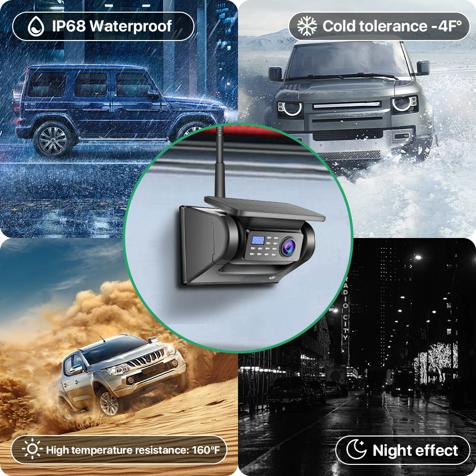 GreenYi Solar Energy 5G WiFi Magnetic Wireless Backup Truck Trailer RVs Rear View Camera 1080 IR Night Vision for IPhone Android