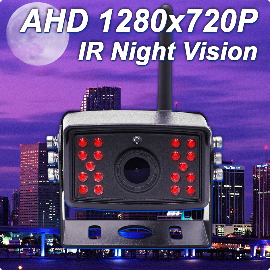 GreenYi AHD 7'' Wireless Blind Spot Radar BSD Alarm DVR Record Split Screen IPS Monitor Wifi IR Camera For Car Truck Bus Vans RV