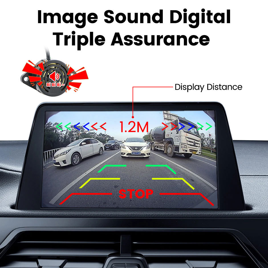 GreenYi Ultrasonic Sensor Car Backup Rear View Camera 2-in-1 Sound Alarm Parking Assistant System Radar Detector Easy To Install
