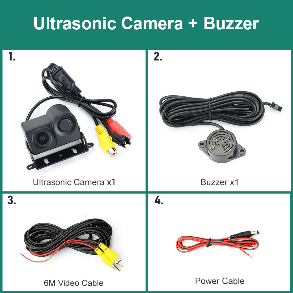 GreenYi Ultrasonic Sensor Car Backup Rear View Camera 2-in-1 Sound Alarm Parking Assistant System Radar Detector Easy To Install