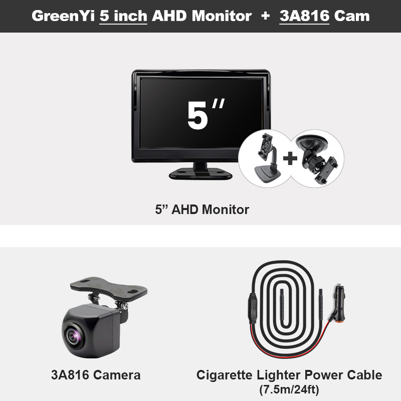 GreenYi 4.3/5/7 inch AHD IPS Monitor 1080P Night Vision Car Rear View Camera 170° Reverse Camera Night Vision Waterproof