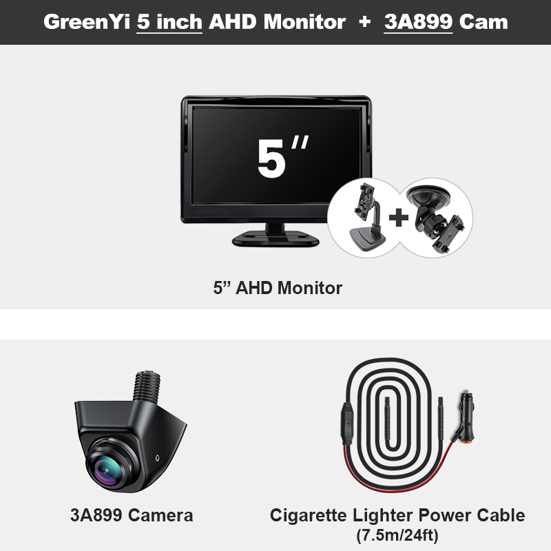 GreenYi 4.3/5/7 inch AHD IPS Monitor 1080P Night Vision Car Rear View Camera 170° Reverse Camera Night Vision Waterproof