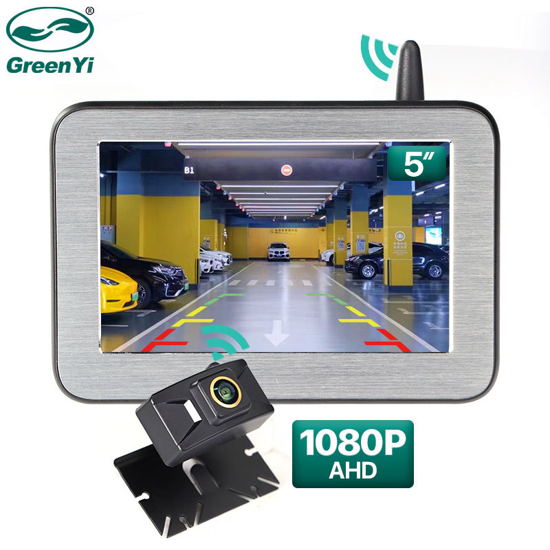 GreenYi Wireless 5'' IPS Screen Parking Monitor AHD 1080P Transmitter HD Rear View Camera For Truck Bus Car Vehicle Night Vision