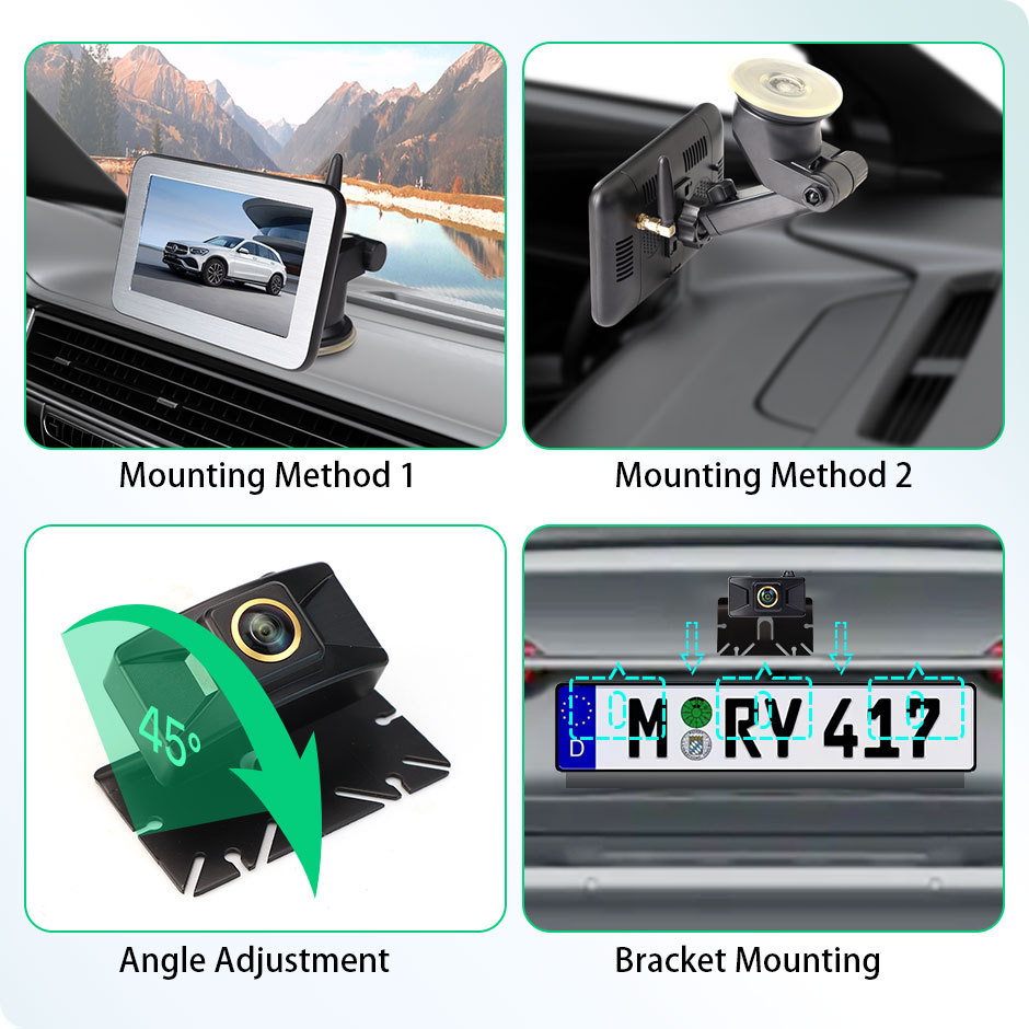 GreenYi Wireless 5'' IPS Screen Parking Monitor AHD 1080P Transmitter HD Rear View Camera For Truck Bus Car Vehicle Night Vision