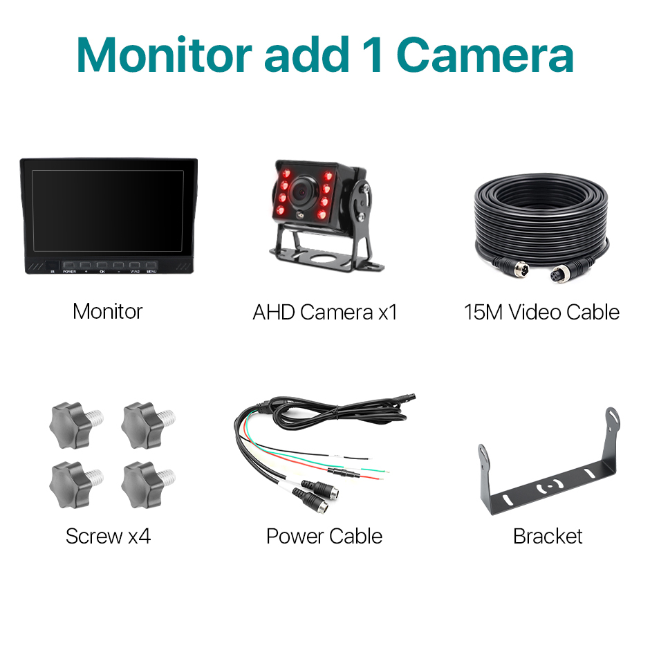 GreenYi IPS 7" AHD1080 IP66 Waterproof Monitor 2CH Split Screen DVR Recorder Front Rear View Vehicle IR Camera For Truck Bus Car