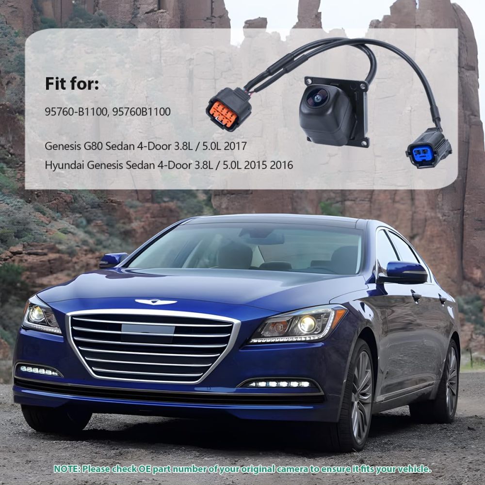 95760-B1100 Backup Rear Camera Replacement for Hyundai Genesis Sedan 2015 2016 & Hyundai Genesis G80 Sedan 2017, OE Cam Replaces 95760B1100, 95766B1000, 95766-B1000 by GreenYi