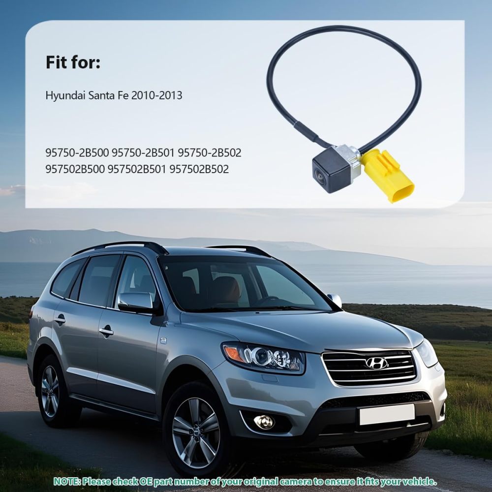 95750-2B501 Backup Rear Camera Replacement for Hyundai Santa Fe 2010-2013, OE Camera Replaces 95750-2B500, 95750-2B502, 957502B500, 957502B501, 957502B502 by GreenYi